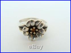 Retired vintage James Avery Sterling Silver 18k Gold April Flower Ring size 9