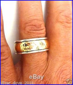 SALE! James Avery Custom LARGE Sz 14.5 Hammered Band Ring 14kt/. 925 Silver