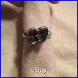 STUNNING! Retired RARE James Avery Flower Pansy Blossom Ring With Pink Sapphire
