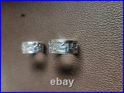 Set of James Avery Sterling Silver Song Of Solomon Band Ring Size 10 & 7.5