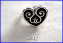 Signed JAMES AVERY SCROLL HEART LOVE RING Size 7.5 Sterling Silver GIFT BOX