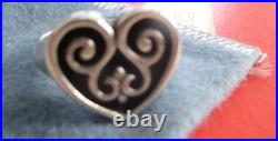 Signed JAMES AVERY SCROLL HEART LOVE RING Size 7.5 Sterling Silver GIFT BOX