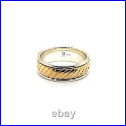 Signed James Avery Men's Wedding Ring Silver & 14k Yellow Gold