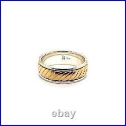 Signed James Avery Men's Wedding Ring Silver & 14k Yellow Gold