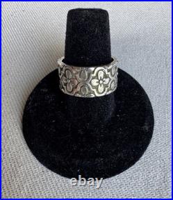 Signed James Avery Retired Flower Eternity Band Silver Ring Size 7 Gorgeous