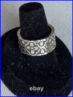 Signed James Avery Retired Flower Eternity Band Silver Ring Size 7 Gorgeous