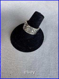 Signed James Avery Retired Flower Eternity Band Silver Ring Size 7 Gorgeous
