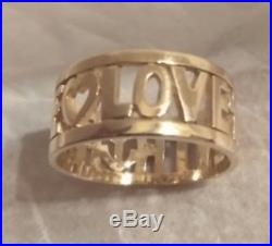 Signed James Avery Solid 14K Gold Faith Hope Love Band Ring Size 13 $660-NEW