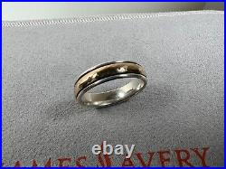 Size 13 James Avery 14k Gold & Silver Narrow Hammered Simplicity Wedding Ring