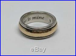 Size 5.5 James Avery Sterling Silver Wedding Band Ring 14k Yellow Gold Center
