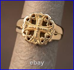 Size 7.75 James Avery Rare Retired 14k Solid Gold Jerusalem Cross Ring 7.9g