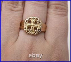 Size 7.75 James Avery Rare Retired 14k Solid Gold Jerusalem Cross Ring 7.9g