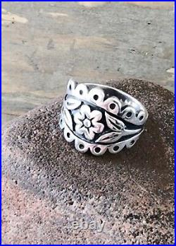 Size 7 Retired James Avery Flower Wide Band Ornate Ring SO PRETTY