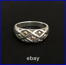 Size 8.5 JAMES AVERY 14k Gold & Sterling Silver BEADED LATTICE RING Retired Nice