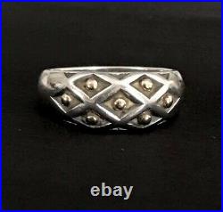 Size 8.5 JAMES AVERY 14k Gold & Sterling Silver BEADED LATTICE RING Retired Nice