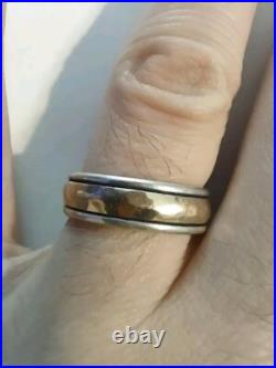 Size 8 James Avery Hammered 14k Gold & Sterling Large Men's Wedding Band