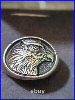 Size 8 VINTAGE James Avery Retired Eagle Head Sterling SILVER art Ring