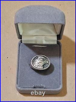 Size 8 VINTAGE James Avery Retired Eagle Head Sterling SILVER art Ring