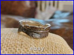 Sterling Silver 925 James Avery Retired Thick Wrap Leaf Ring Size 8.5