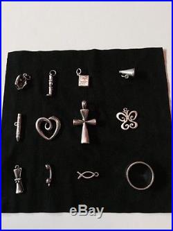 Sterling Silver James Avery Charms 11 Lot plus 1 Ring, Crayon, Headset and More