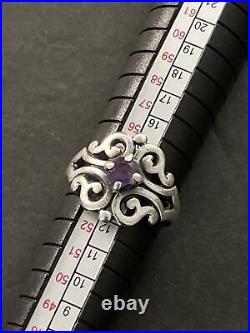 Sterling Silver James Avery Spanish Lace Amethyst Birthstone Ring Size 7.5 +box