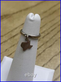 Sterling Silver James Avery Texas Dangle Charm MJS Band Ring Size 2.75