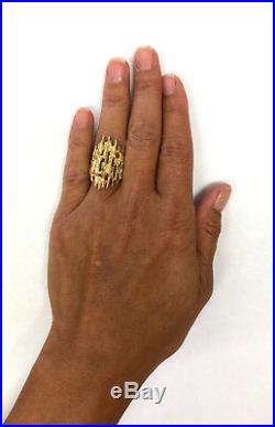 Stunning And Rare James Avery 14K Yellow Gold Modern Brutalist Ring, Size 7.75