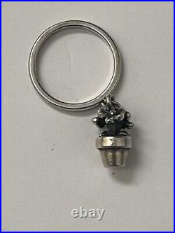 Super Rare Retired Green Thumb Flower Pot Dangle Ring By James Avery