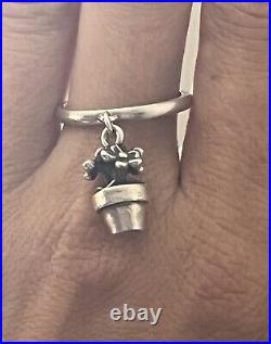 Super Rare Retired Green Thumb Flower Pot Dangle Ring By James Avery