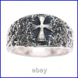 Sz10.5 Retired James Avery textured cross ring in sterling