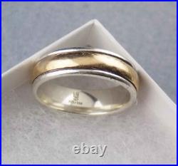 Sz 10, James Avery SIMPLICITY Wedding Ring Used, 925/14K Smooth Gold, 1/4 Wide