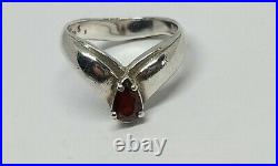 Sz 6 RARE RETIRED James Avery Sterling Silver Apogaean Teardrop Red Garnet Ring