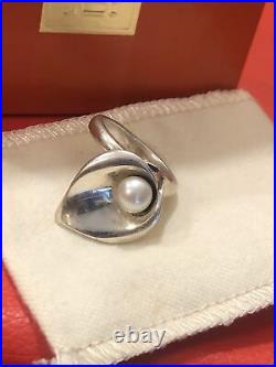 Ultra Rare James Avery Calla Lily Pearl Ring Mint Condition Size 8.5