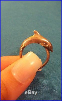 VERY OLD & RETIRED James Avery Dolphin Ring Size 7.5 3 925 Sterling Silver