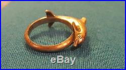 VERY OLD & RETIRED James Avery Dolphin Ring Size 7.5 3 925 Sterling Silver