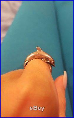 VERY OLD & RETIRED James Avery Dolphin Ring Size 7.5 3 925 Sterling Silver