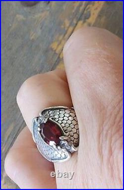 VERY RARE Poss. Custom James Avery Garnet Snake Ring SO PRETTY! Size 6.5