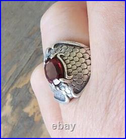 VERY RARE Poss. Custom James Avery Garnet Snake Ring SO PRETTY! Size 6.5