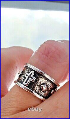VERY RARE WIDE James Avery Cross Ring Sterling Silver NEAT Piece! Unisex