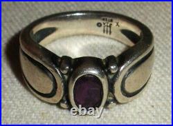 VINTAGE RETIRED JAMES AVERY AMETHYST STERLING SILVER RING SIZE 5 tuvi