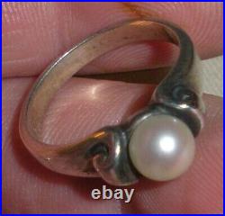 VINTAGE RETIRED JAMES AVERY STERLING SILVER PEARL RING SIZE 6 1/4 tuvi