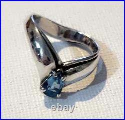 VTG Retired James Avery Apogean Drop Blue Topaz Ring Size 6.925 Sterling Silver VTG Retired James Avery Apogean Drop Blue Topaz Ring Size 6.925 Sterling Silver