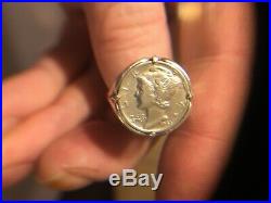 Very Rare James Avery Sterling 1942 mercury dime coin ring