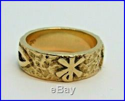 Very Rare Retired James Avery 14K Chi Rho Christian Symbol and Ichthus Fish Ring