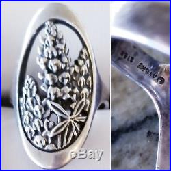 Very Rare Retired James Avery Silver Bluebonnet Oval Ring Size 7 GORGEOUS