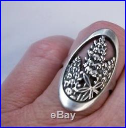 Very Rare Retired James Avery Silver Bluebonnet Oval Ring Size 7 GORGEOUS
