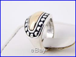 Very Rare Retired James Avery Sterling & 14K Beaded Dome 14mm Ring Size 7