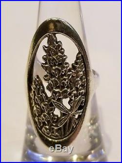 Very Rare & Retired James Avery Sterling Silver Oval Bluebonnet Ring Size 5.5