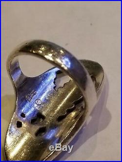 Very Rare & Retired James Avery Sterling Silver Oval Bluebonnet Ring Size 5.5