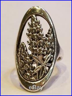 Very Rare & Retired James Avery Sterling Silver Oval Bluebonnet Ring Size 5.5